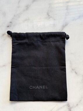 Authentic Chanel Black Cotton Dust Bag Small Drawstring Logo 4.75" x 5.75"